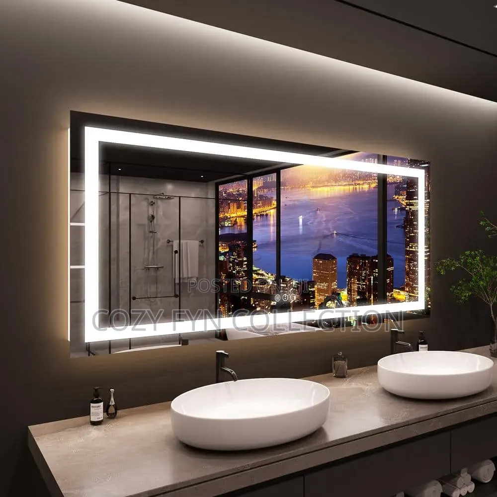 LED Mirror Squire With Lighting (White Yellow White. Warm)