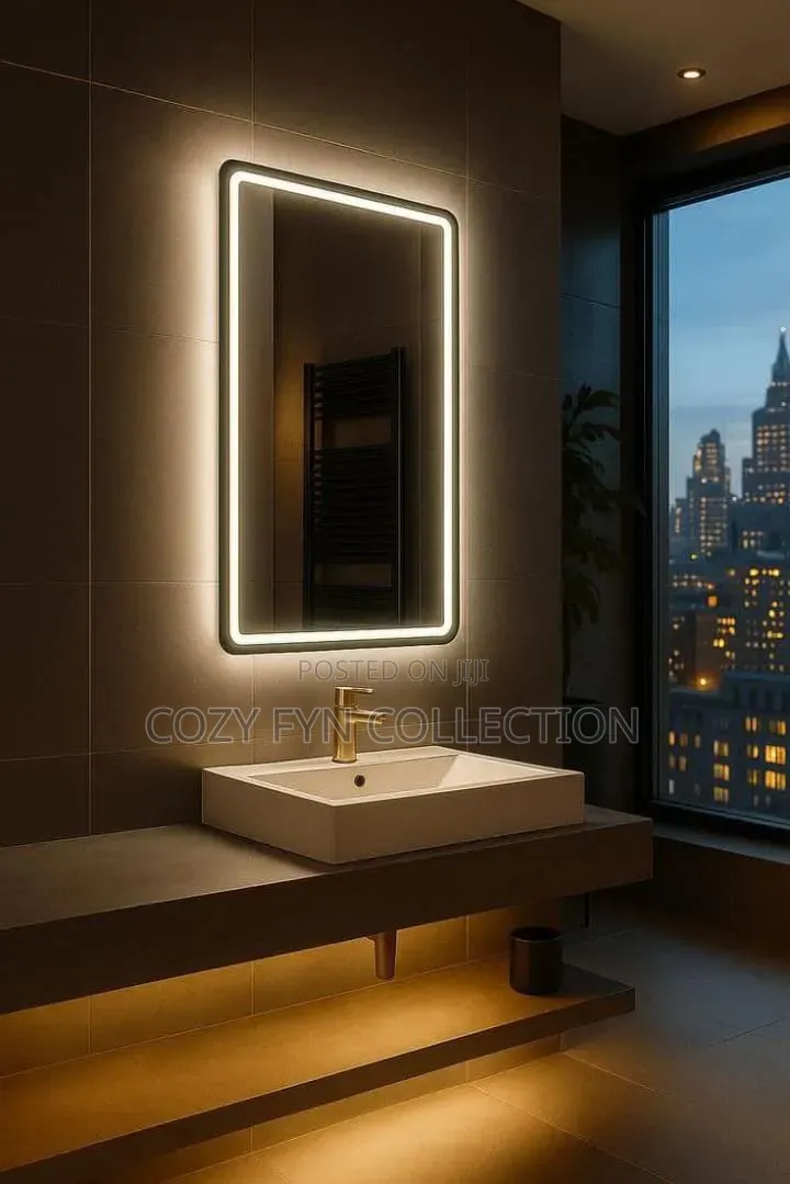 LED Mirror Squire With Lighting (White Yellow White. Warm)