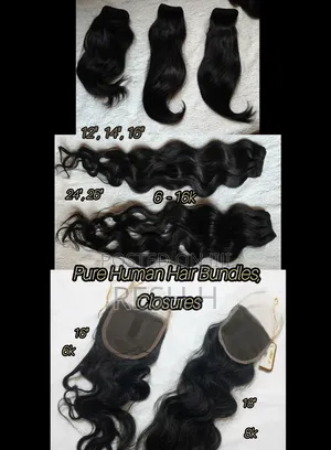 Pure Virgin Human Hair Bundles, Closures - Made in India