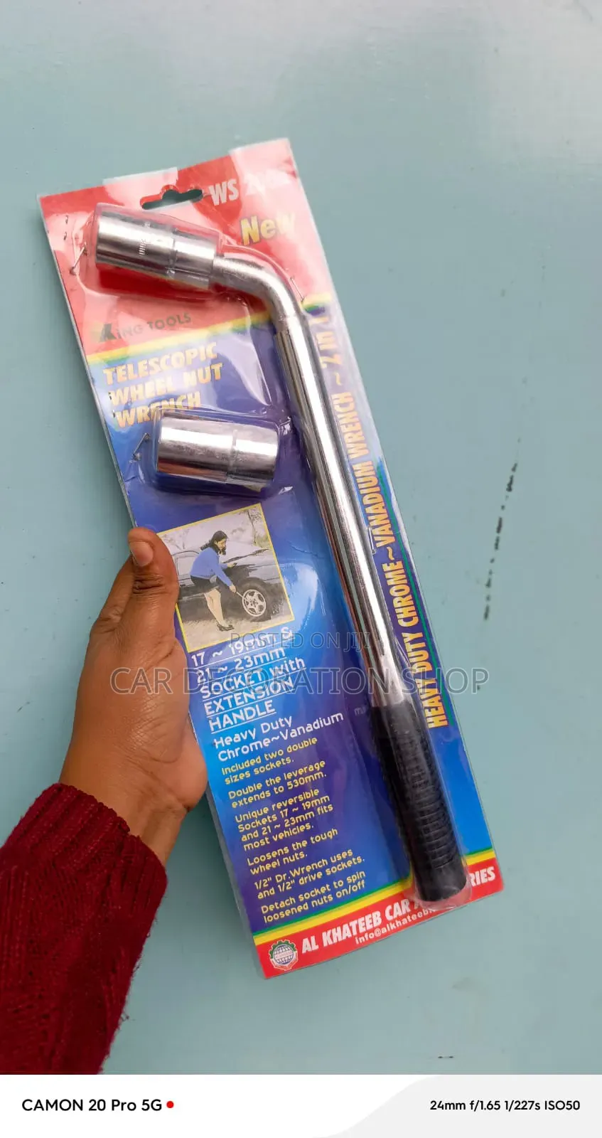 Telescopic Wheel Nut Wrench With Reversible 17_19 21_23mm Sockets