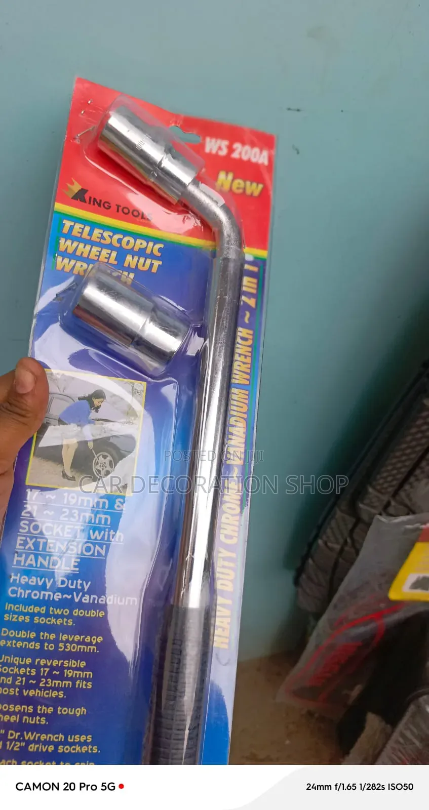 Telescopic Wheel Brace Lug Wrench With Double Sided Ended Sockets