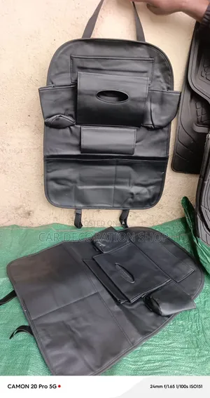 Black Pu Leather Backseat Organizer Withmultifunctional Storage Pocket