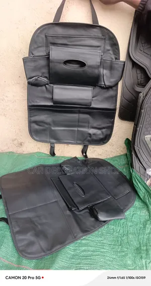 2pcs Leather Back Seat Organizer With Side Cupholder,tissue Pocket