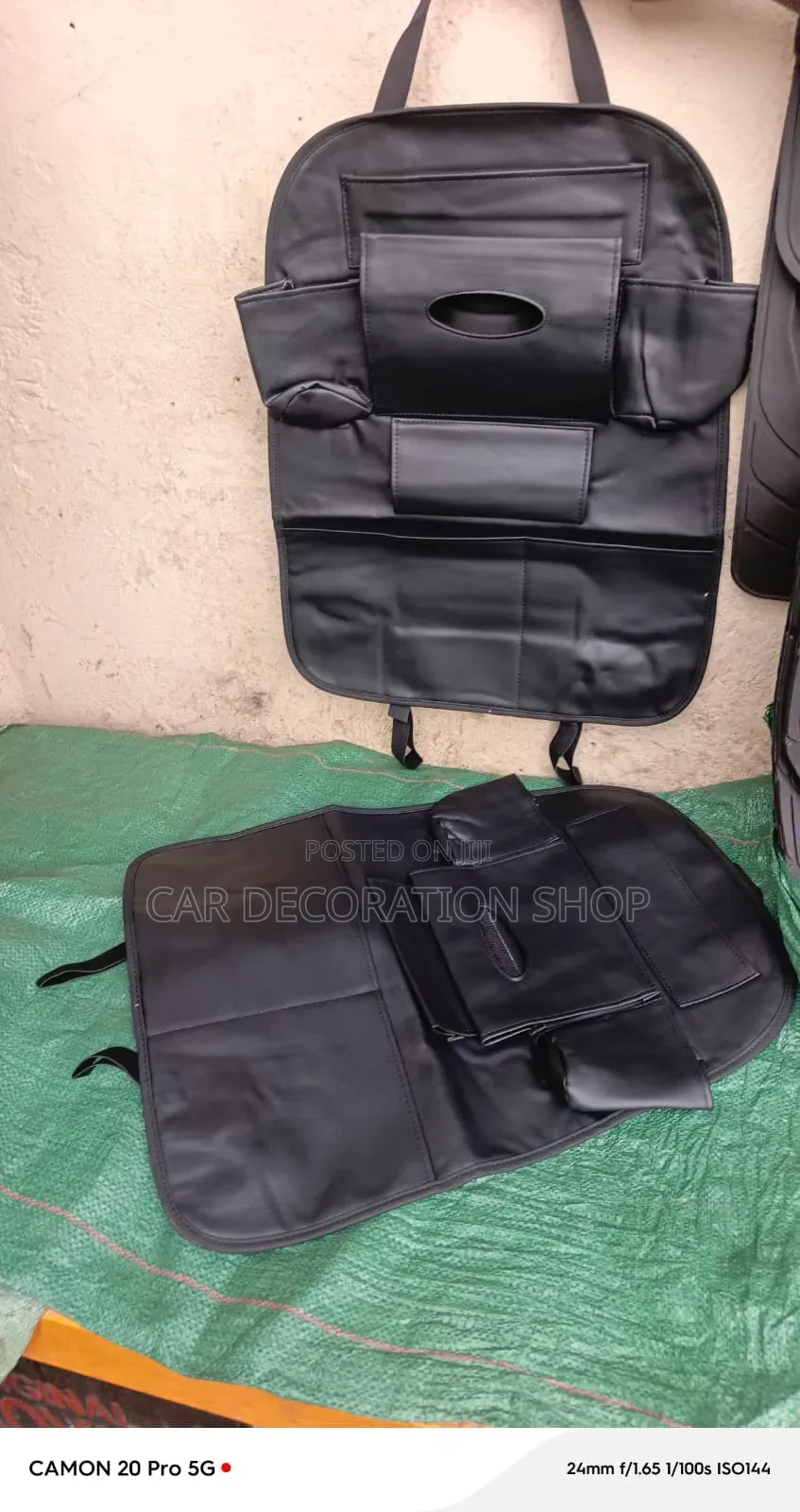 2pcs Leather Back Seat Organizer With Side Cupholder,tissue Pocket