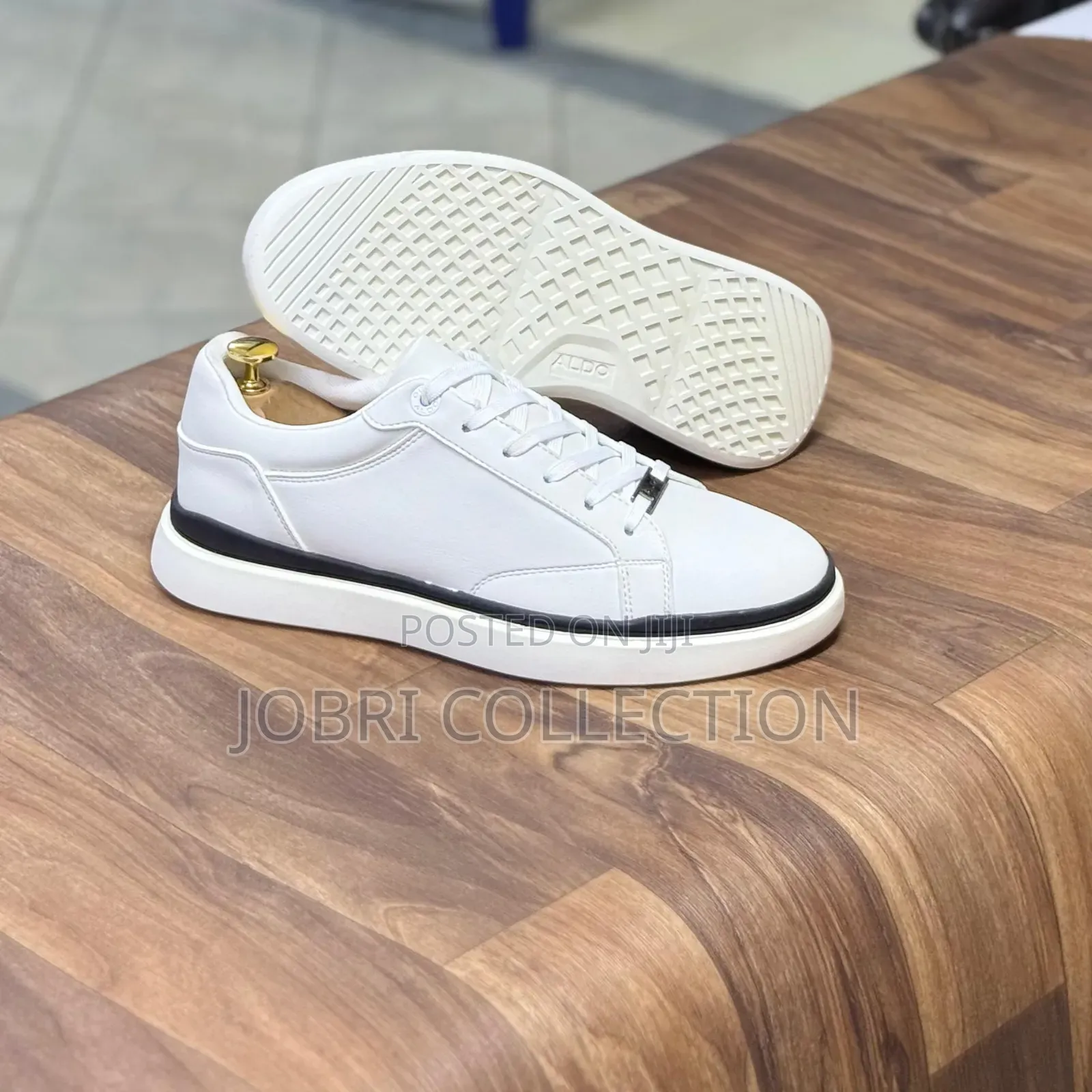 Plain White Aldo Leather Sneakers