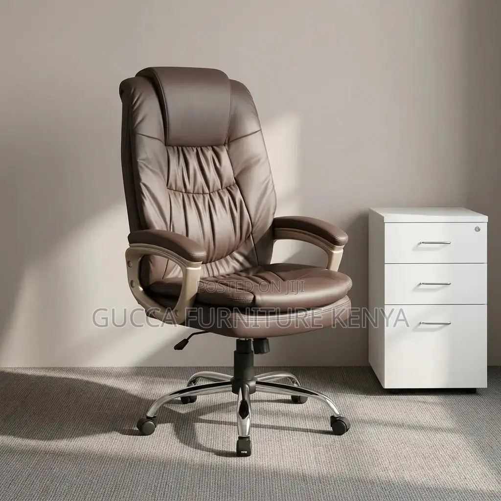 Brown High-Back Leather Chair