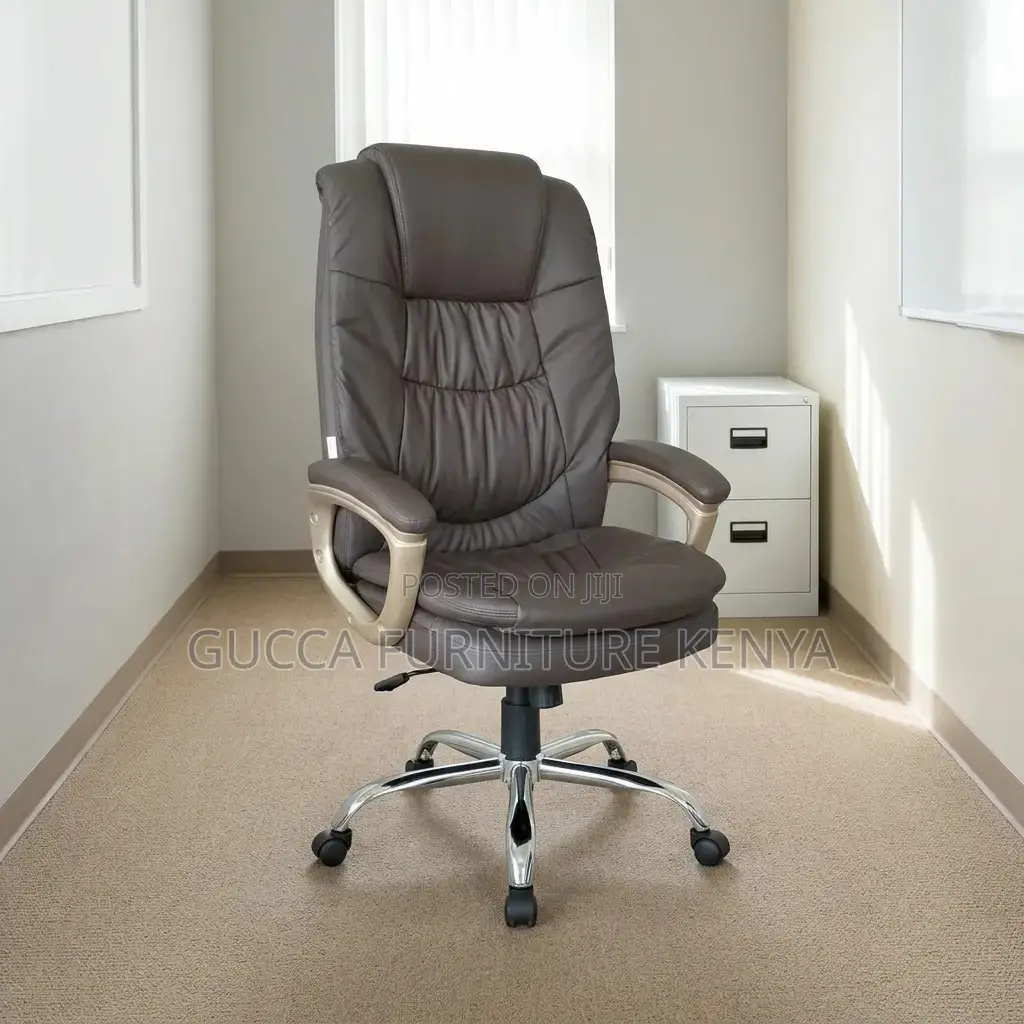 Brown High-Back Leather Chair