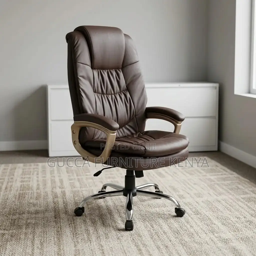 Brown High-Back Leather Chair