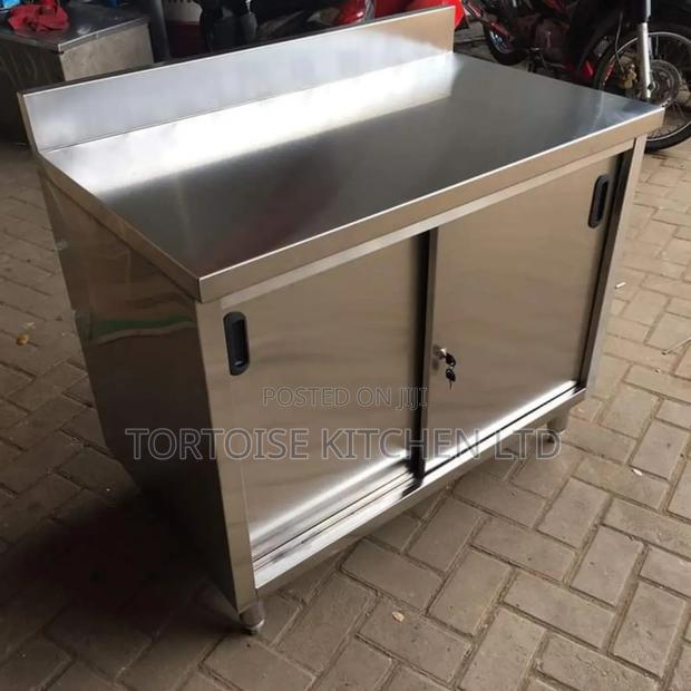 Stainless Steel Table With Cabinet or Doors Size 1200mm by 600mm