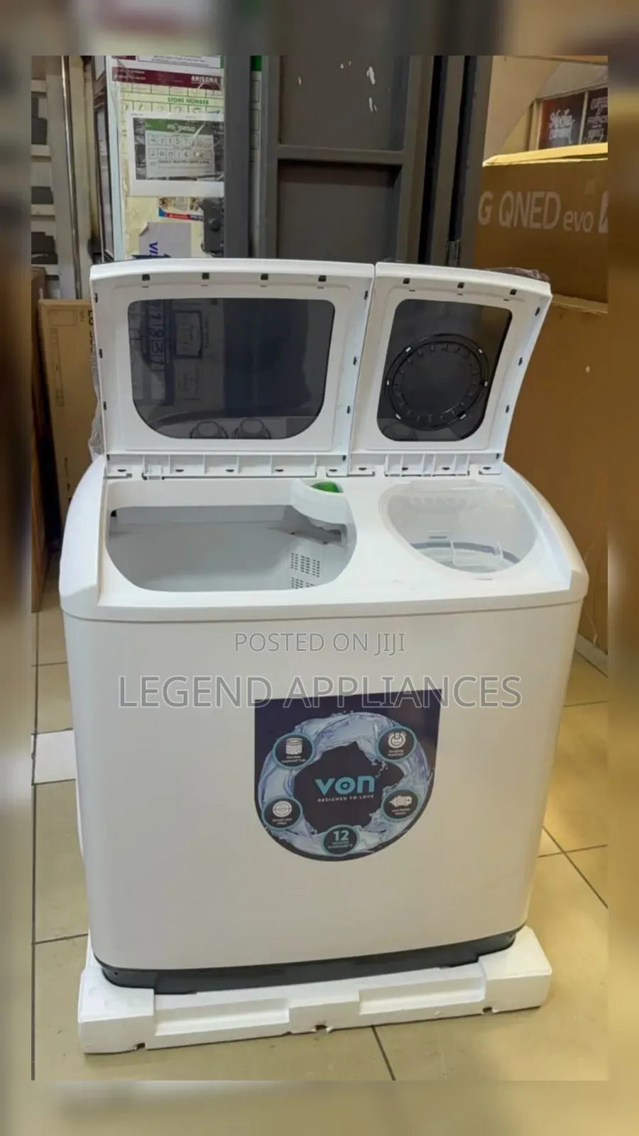 VON VWM-13TALK Twin Tub Washing Machine 13KG
