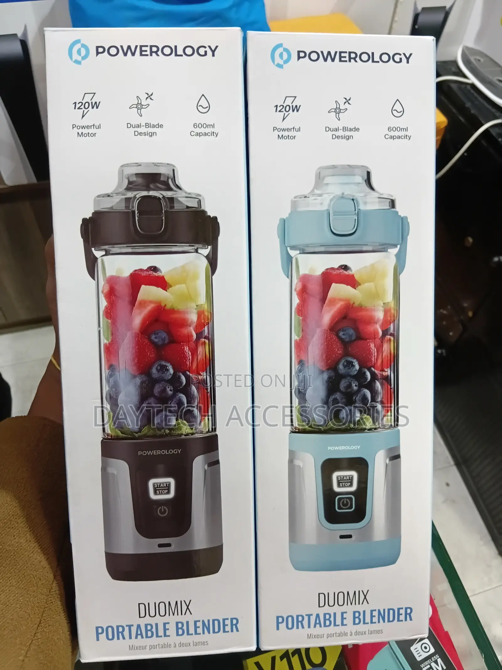 The Powerology Duomix Portable Blender (Model: PWPB27BK) 120W