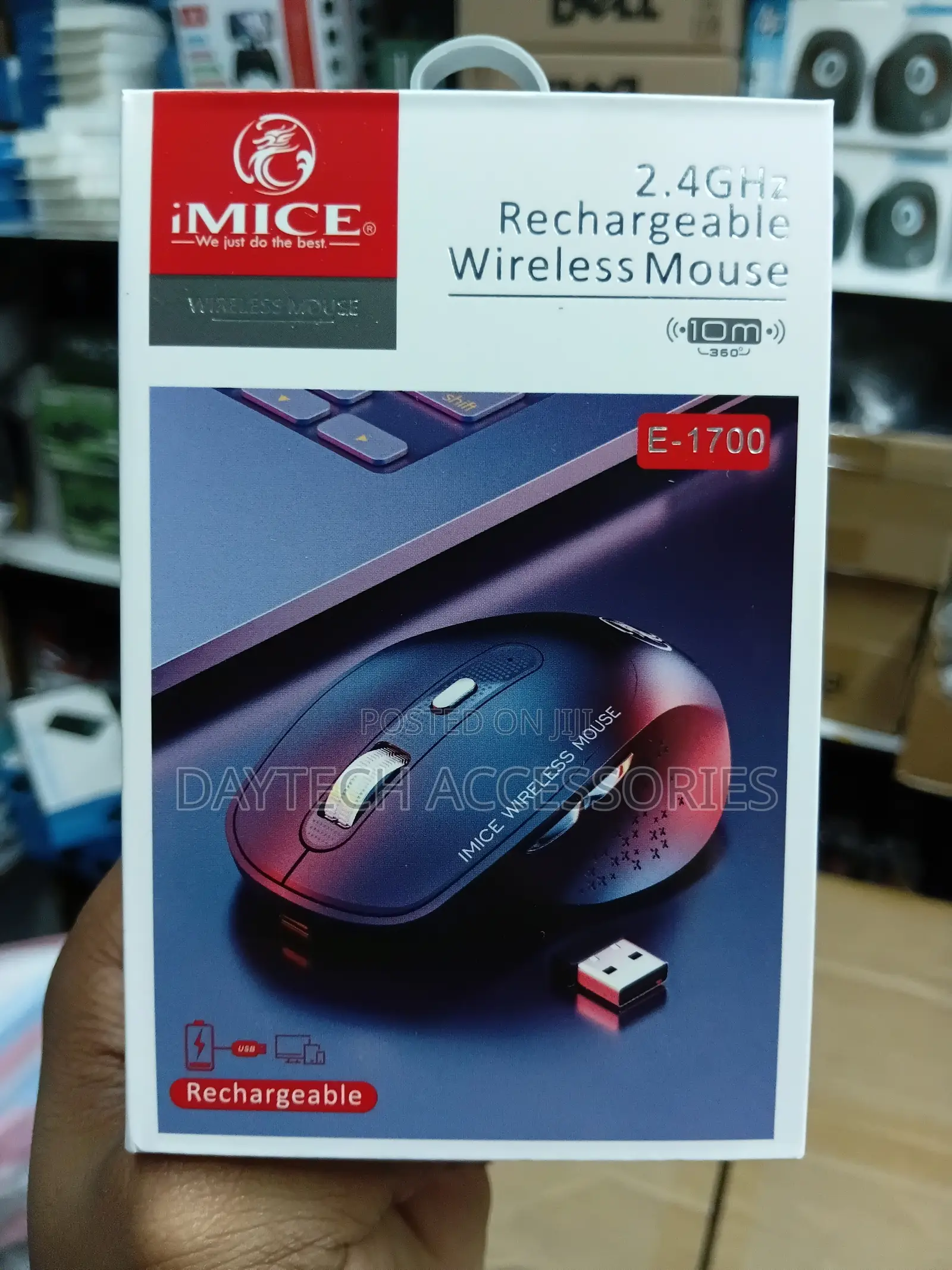 iMICE E-1700 2.4GHz Rechargeable Wireless Mouse - Black