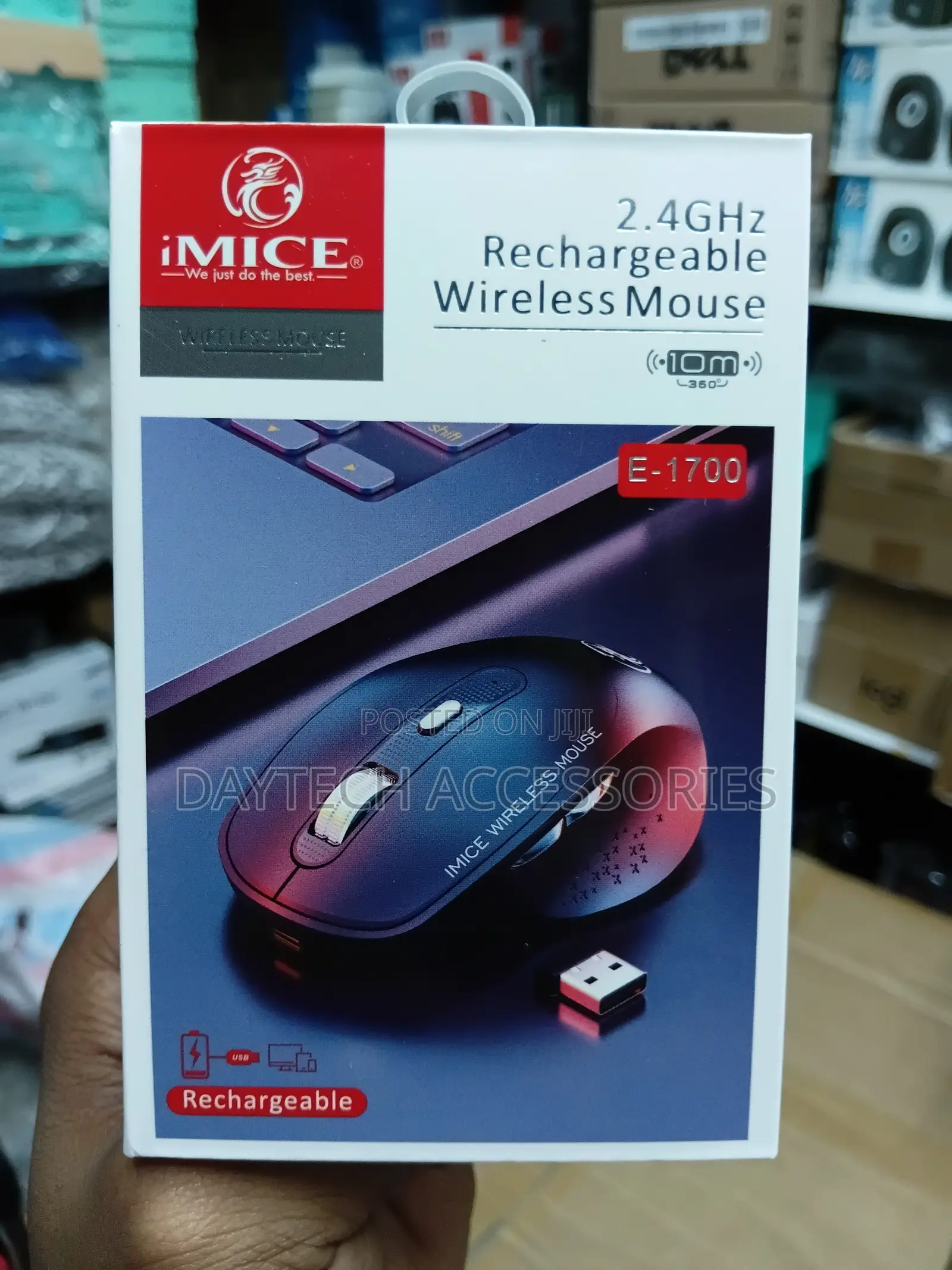 iMICE E-1700 2.4GHz Rechargeable Wireless Mouse - Black