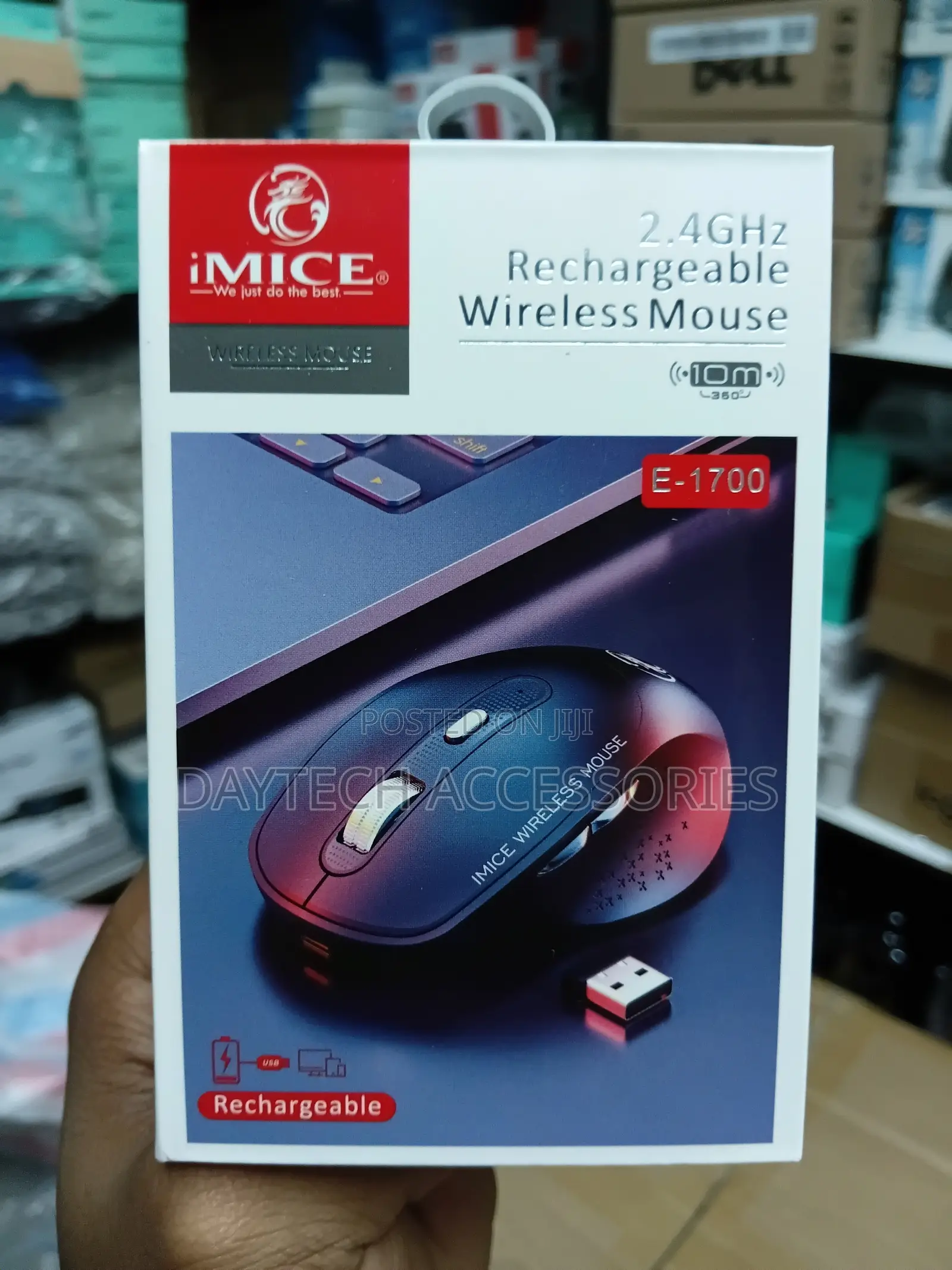 iMICE E-1700 2.4GHz Rechargeable Wireless Mouse - Black