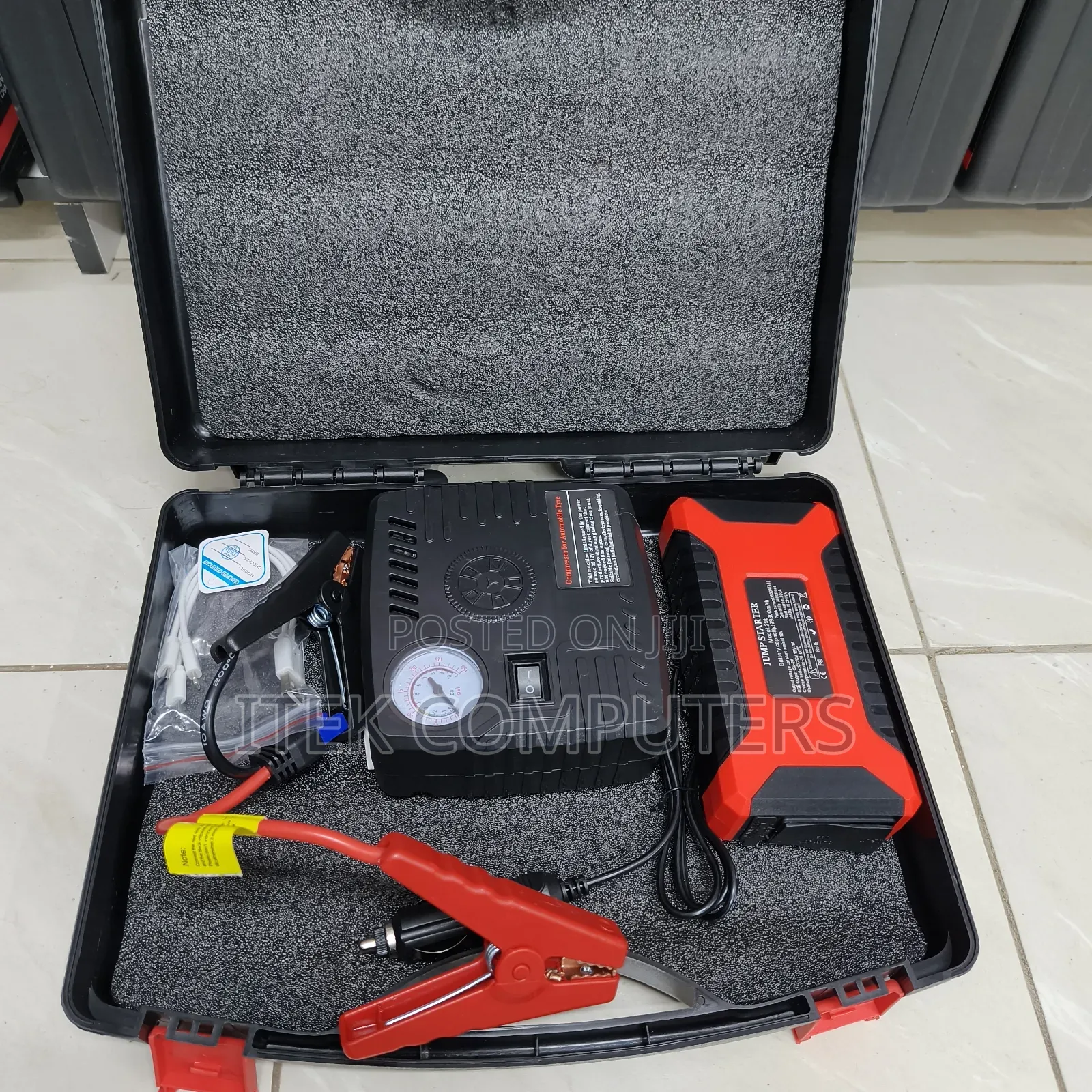 Portable Car Jump Starter Kit and Air Compressor for Vehicle Owners