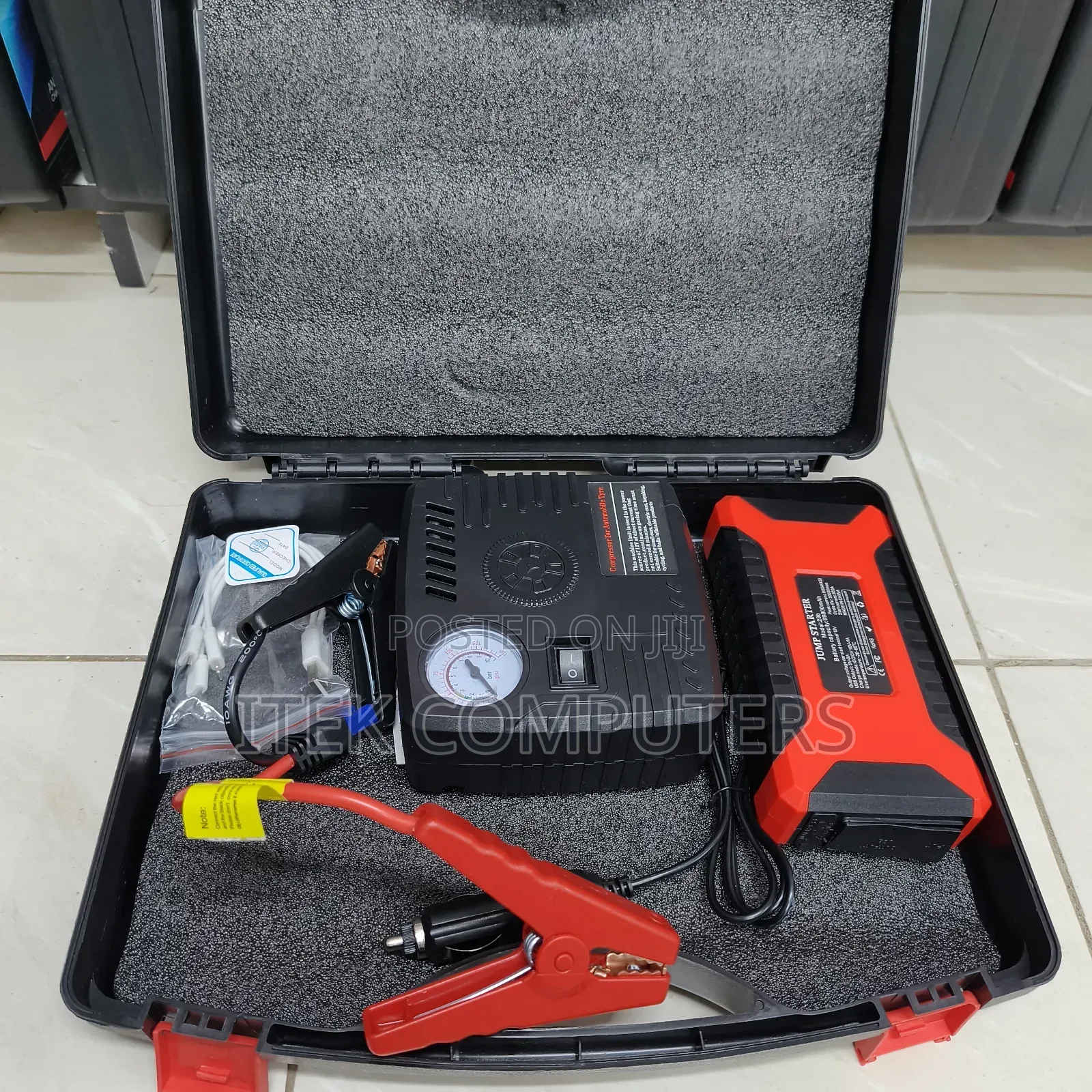 Portable Car Jump Starter Kit and Air Compressor for Vehicle Owners