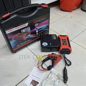 Portable Car Jump Starter Kit and Air Compressor for Roadside Use