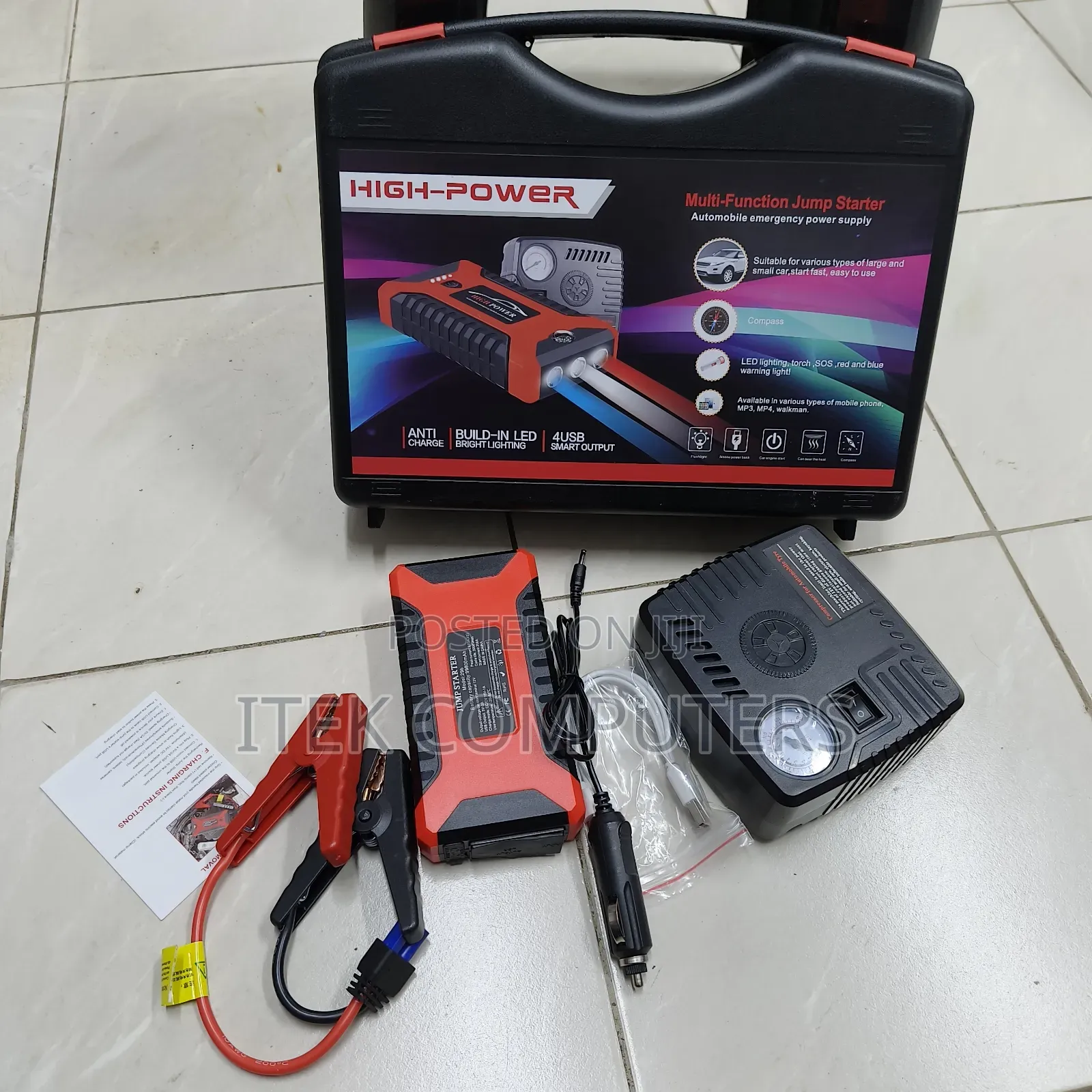 Professional Automotive Jump Starter With Compressor and LED Light