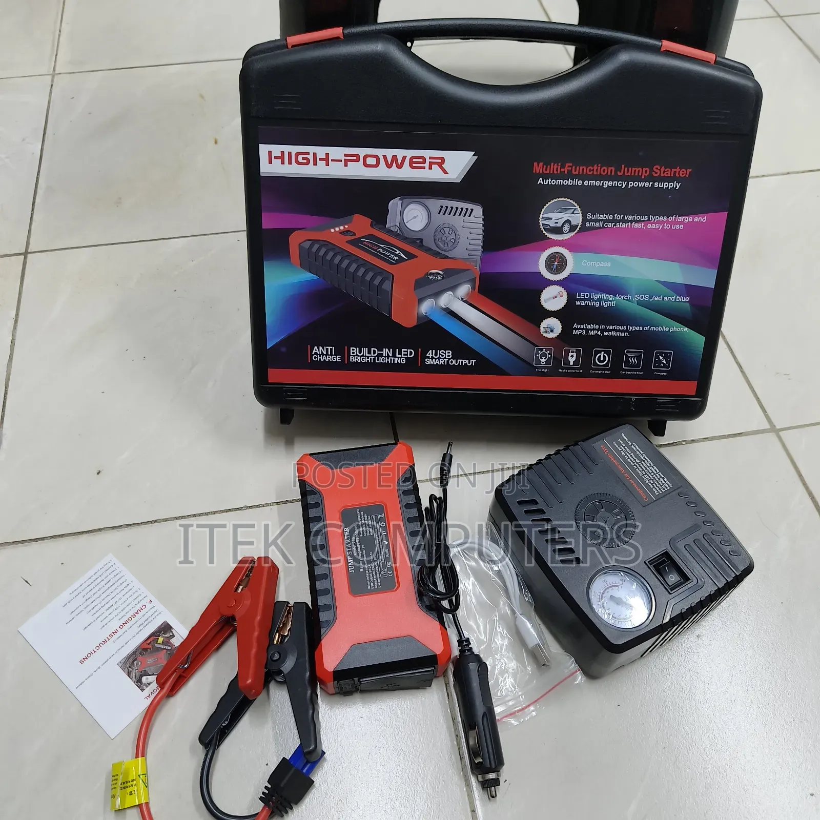 Professional Automotive Jump Starter With Compressor and LED Light