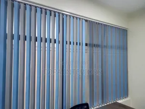 Premium Striped Vertical Office Curtains Installation