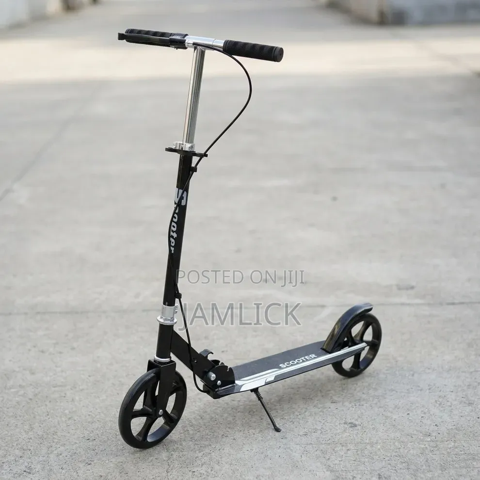 Black Foldable Kick Scooter With Handbrake Kickstand - Gn