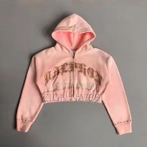Pink Cropped Hoodie