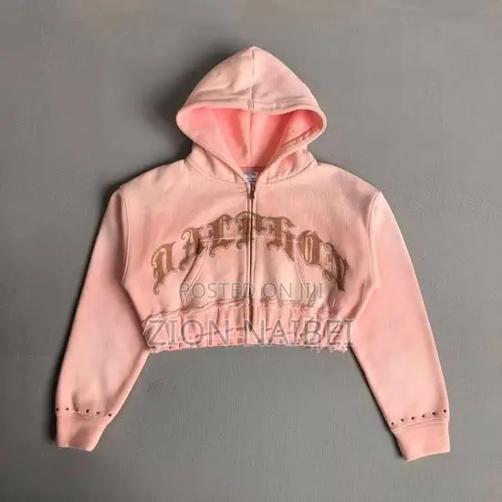 Pink Cropped Hoodie