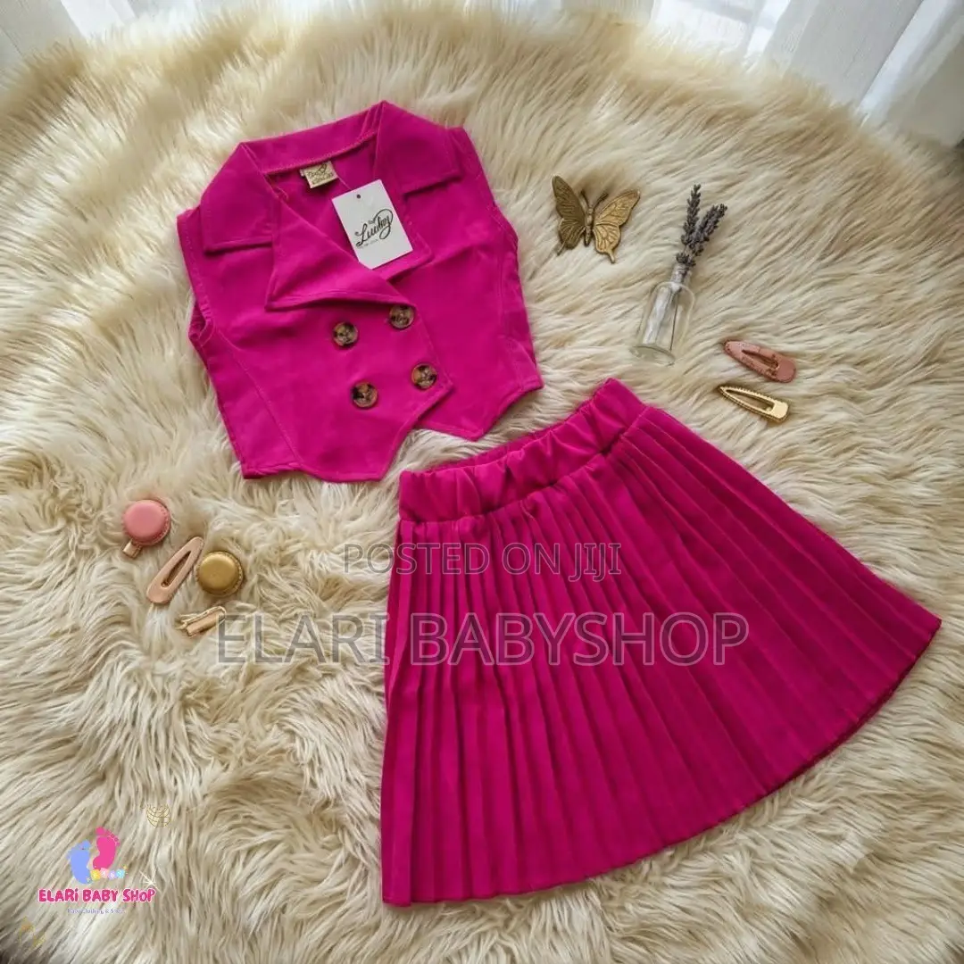 Girls Pleated Skirt Bottom Vest Set