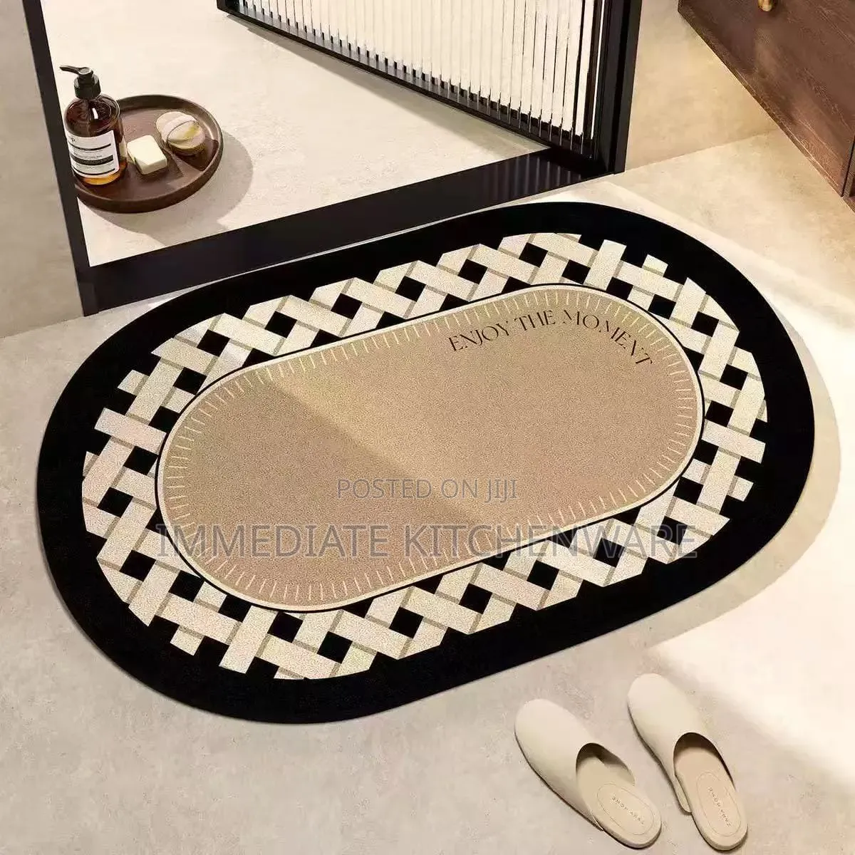 Big Size Oval Absorbent Bathroom / Door Mat