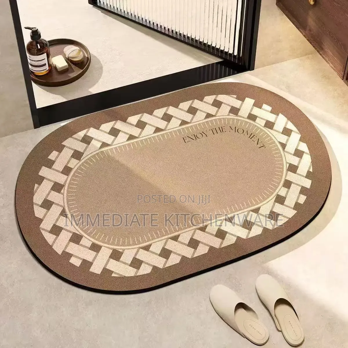 Big Size Oval Absorbent Bathroom / Door Mat