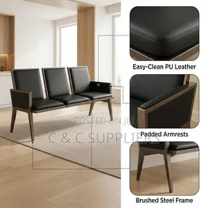Modern 3-Link Heavy Duty Waiting Bench