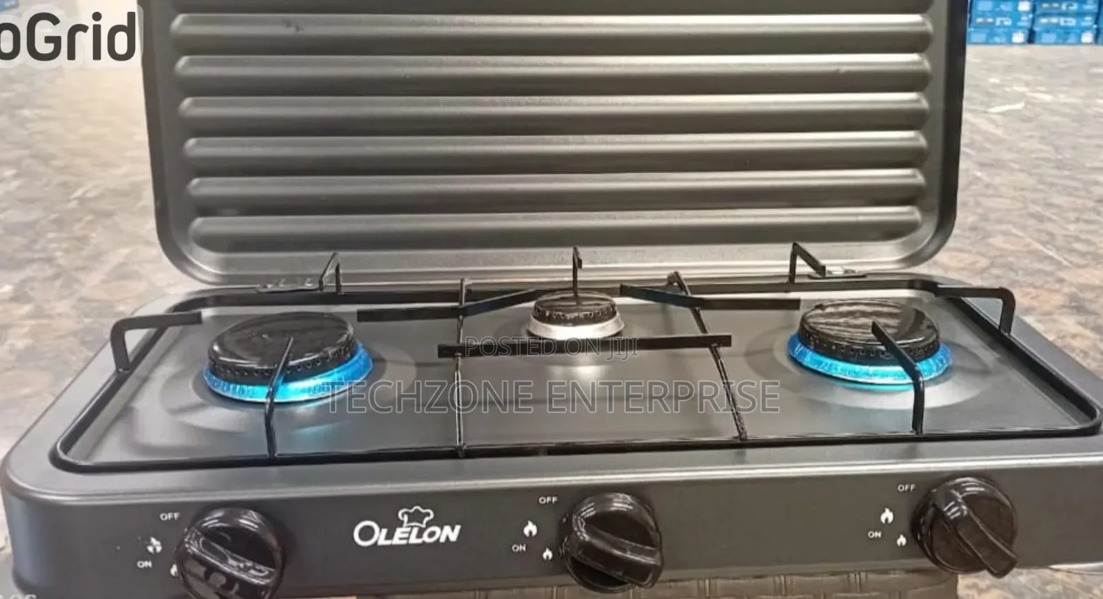 Olelon 3 Burner Quality Gas Stove Cooker With Cover Lid 
