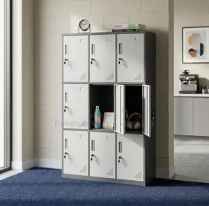 Office Cabinet; Lockable Metallic 9 Locker Storage Cabinet