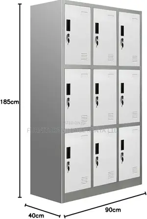 Office Cabinet; Lockable Metallic 9 Locker Storage Cabinet