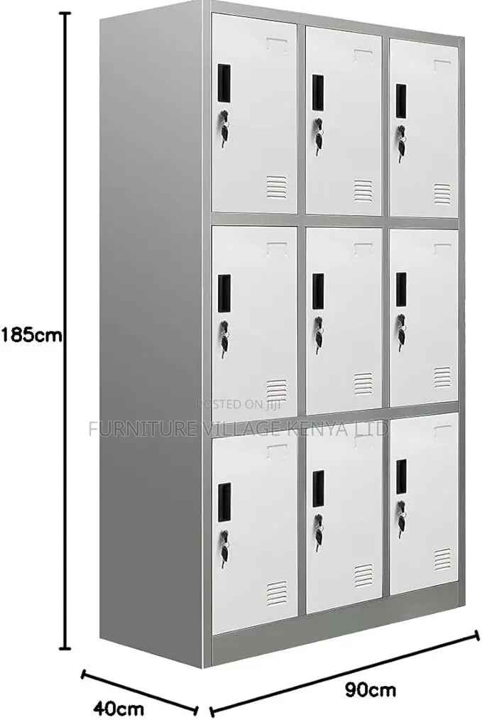 Office Cabinet; Lockable Metallic 9 Locker Storage Cabinet