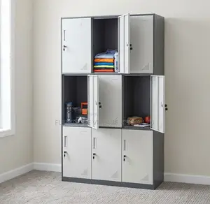 Office Cabinet; Lockable Metallic 9 Locker Storage Cabinet