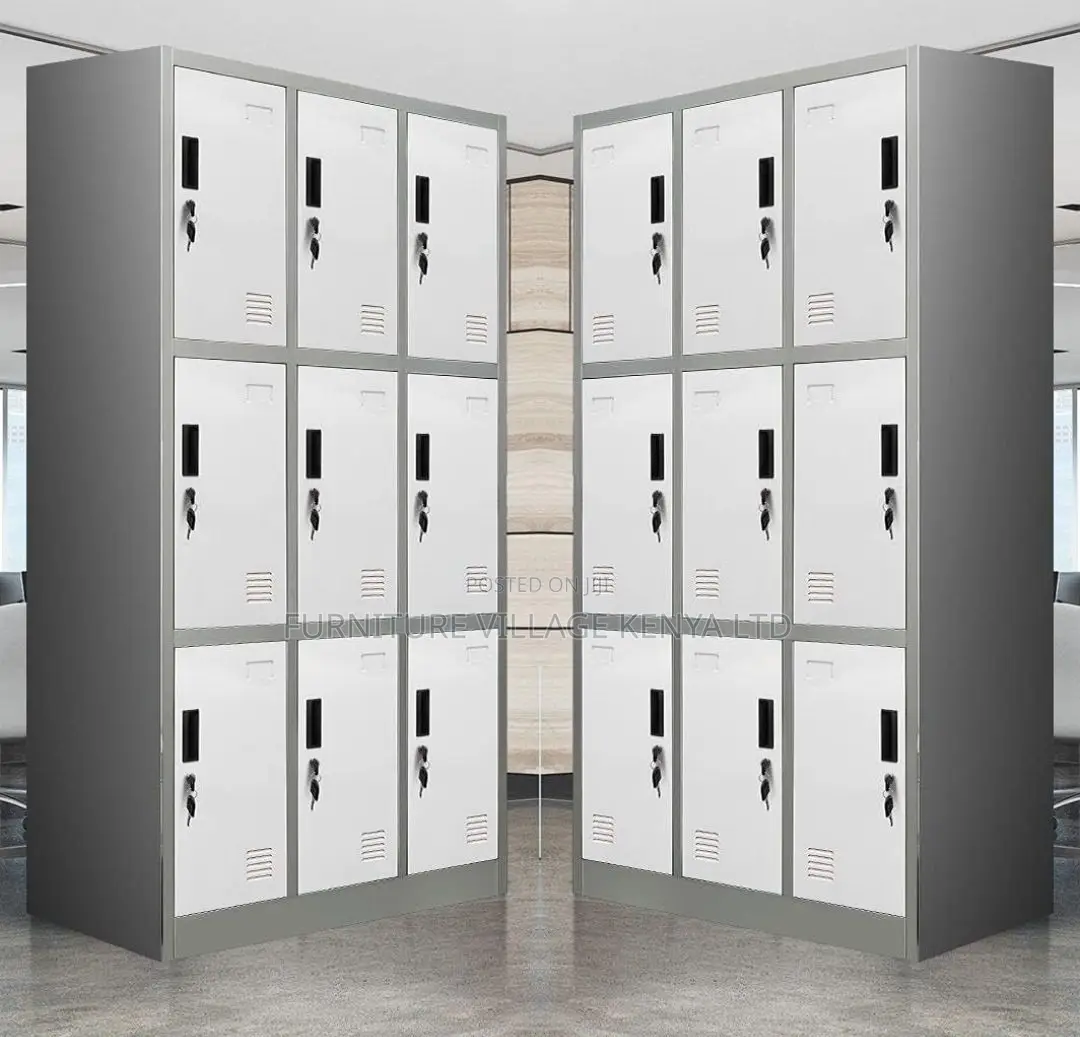 Office Cabinet; Lockable Metallic 9 Locker Storage Cabinet