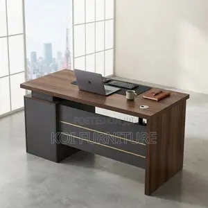 Office Desk; Executive 120MM Brown Office Desk With Drawers