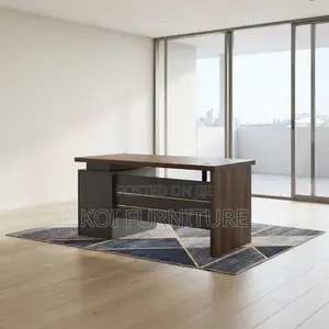 Office Desk; Executive 120MM Brown Office Desk With Drawers