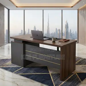 Office Desk; Executive 120MM Brown Office Desk With Drawers