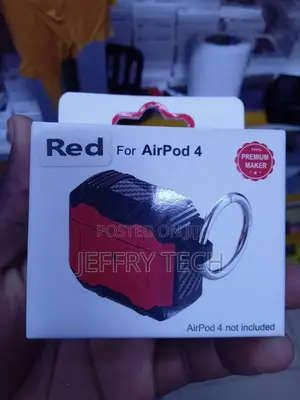 Red and Black Rugged Armor Case Designed for Apple AirPods 4