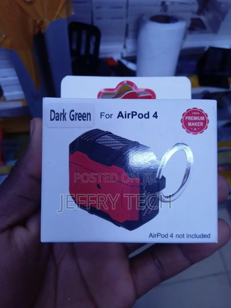 Red and Black Rugged Armor Case Designed for Apple AirPods 4