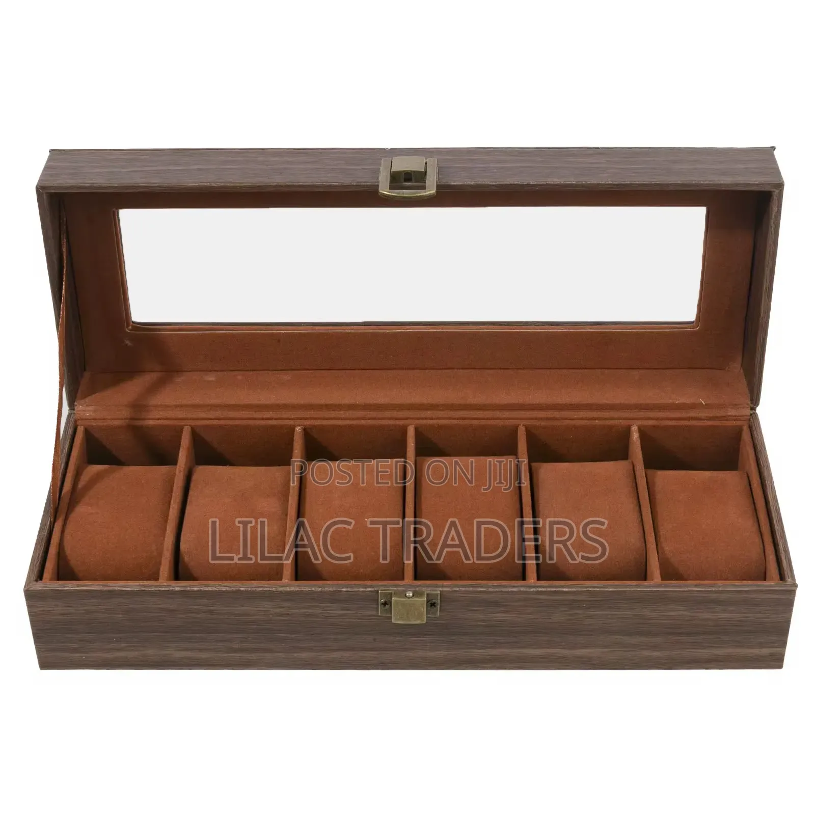 Premium 6-Compartment Watch Display Storage Case – Brown Galo