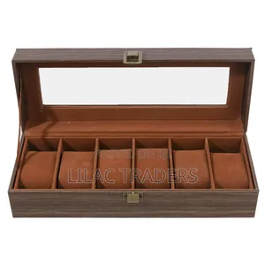 Premium 6-Compartment Watch Display Storage Case – Brown Galo