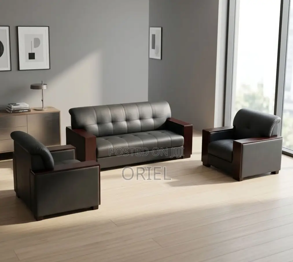 Office Sofa : Leather Office Lounge Sofa 5-Seater