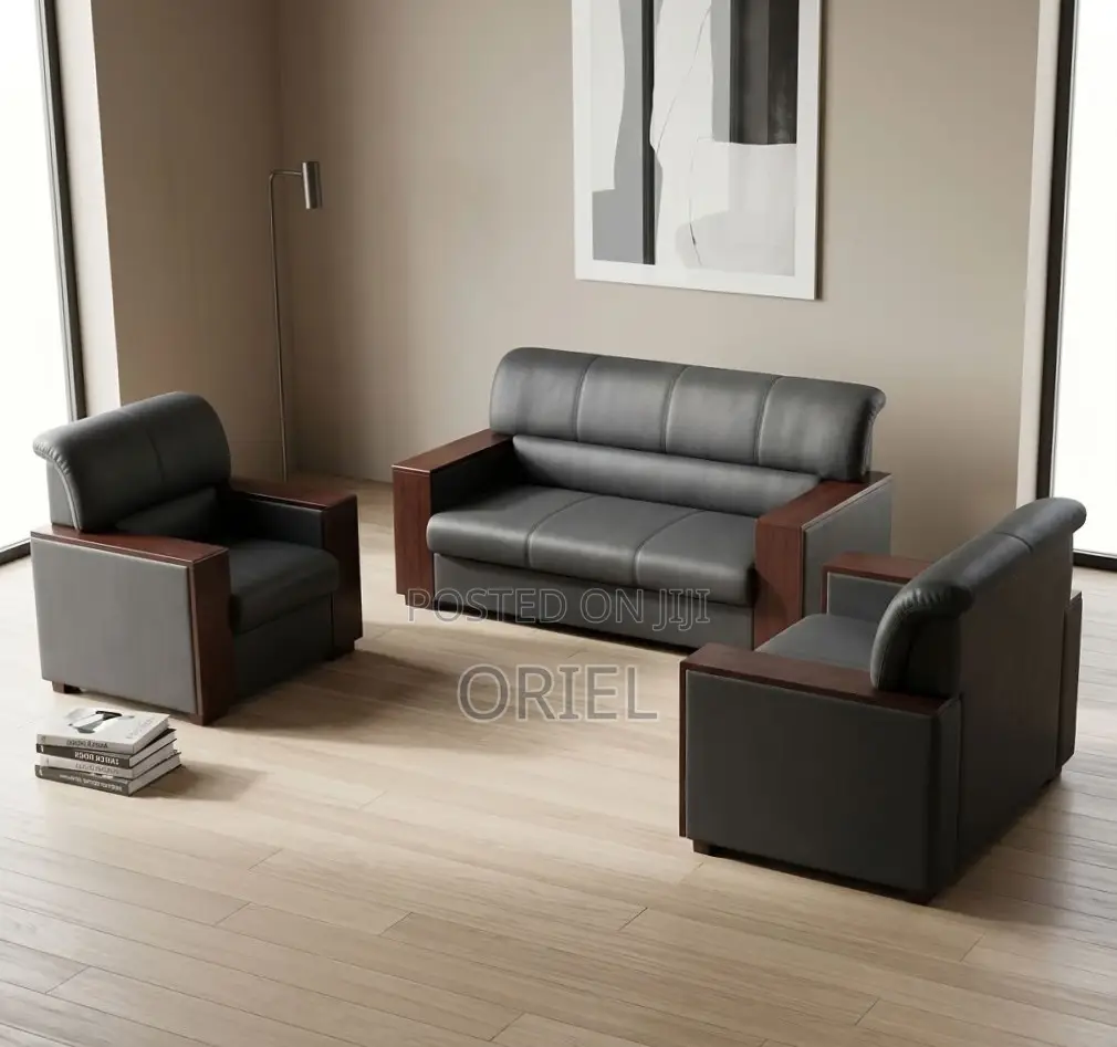 Office Sofa : Leather Office Lounge Sofa 5-Seater