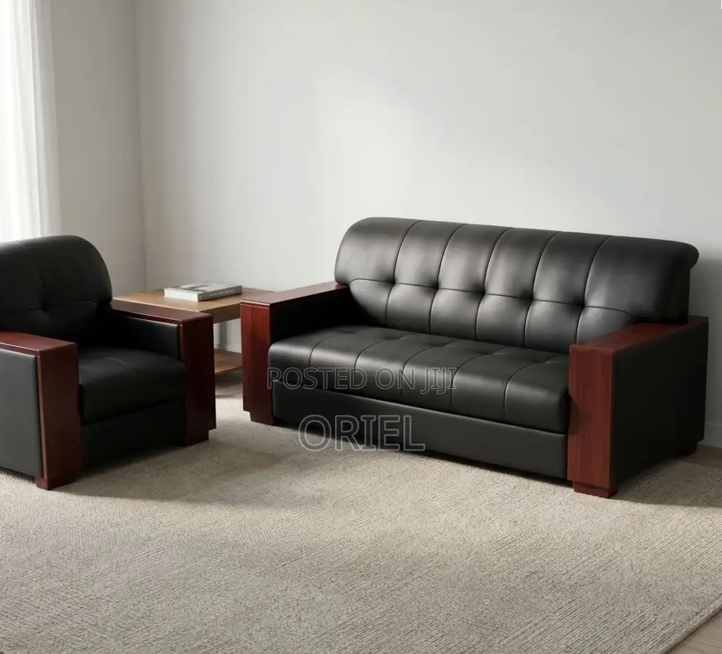 Office Sofa : Leather Office Lounge Sofa 5-Seater