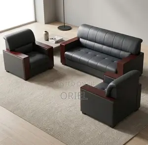 Office Sofa : Leather Office Lounge Sofa 5-Seater