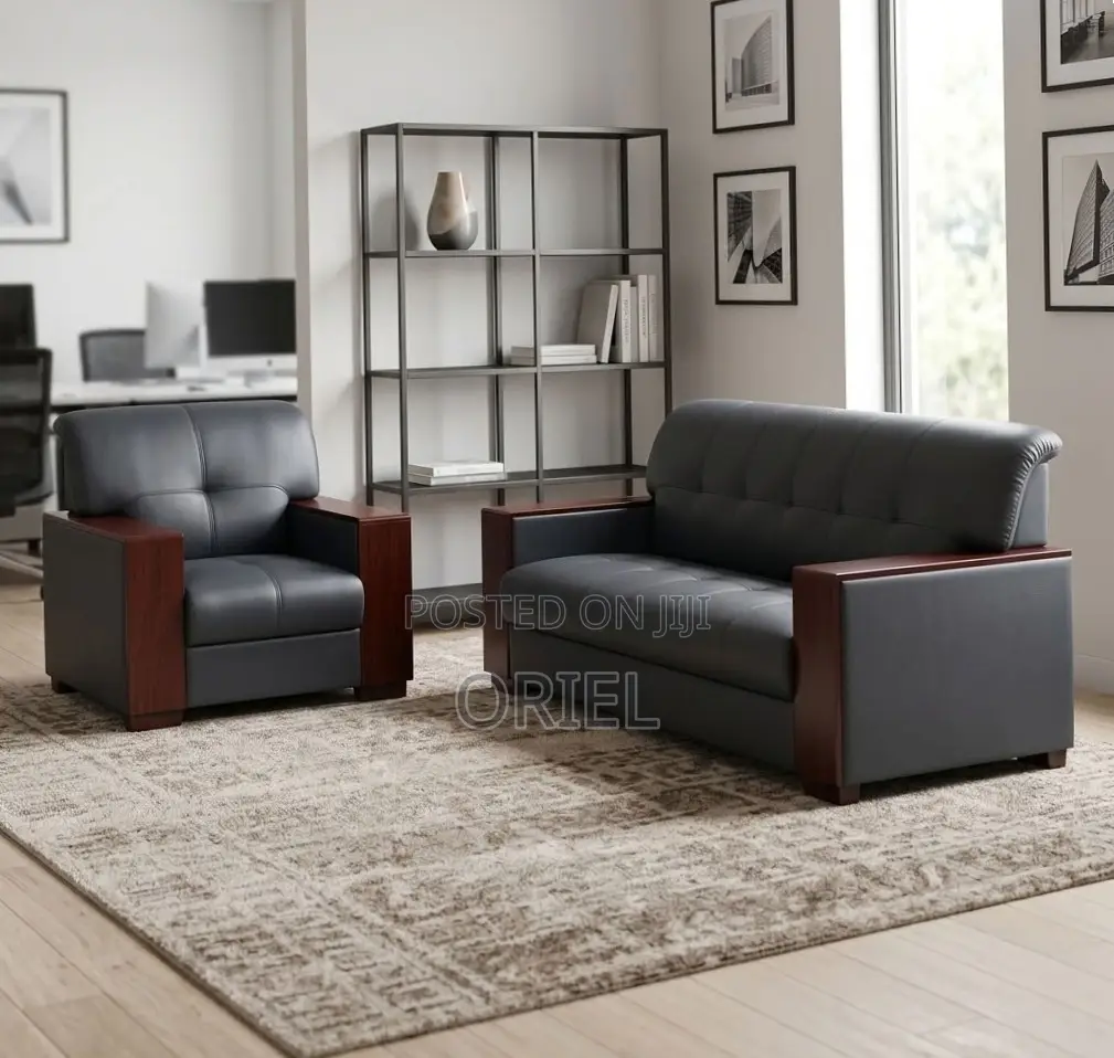 Office Sofa : Leather Office Lounge Sofa 5-Seater
