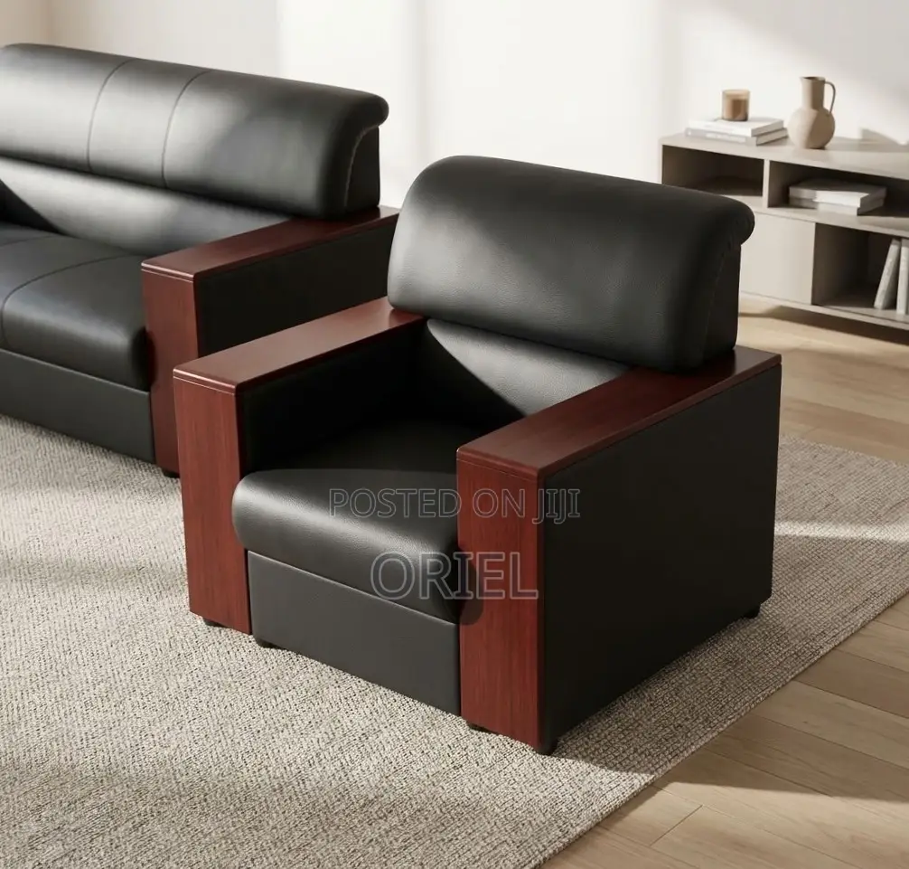Office Sofa : Leather Office Lounge Sofa 5-Seater
